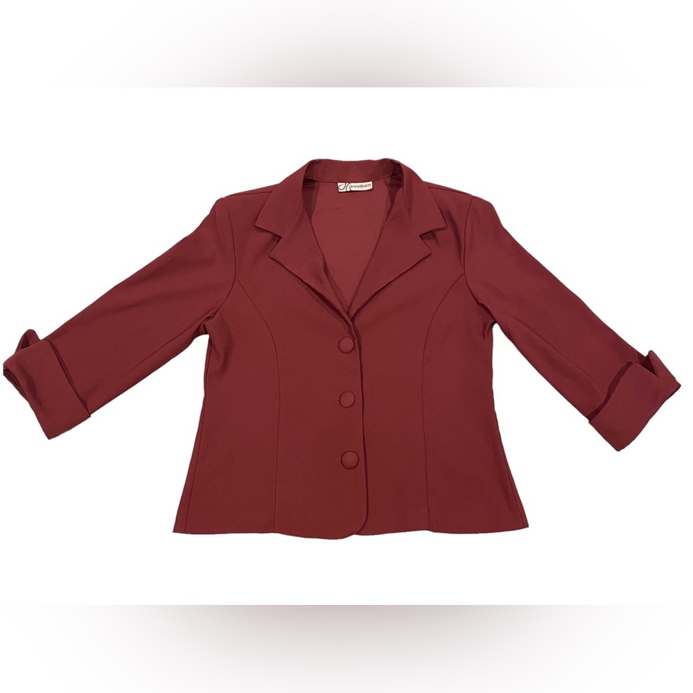 Y2K Burgundy button down blazer ✧:･.☽˚｡･ﾟ✧:･✧:･.☽˚｡･ﾟ✧:･ (193)